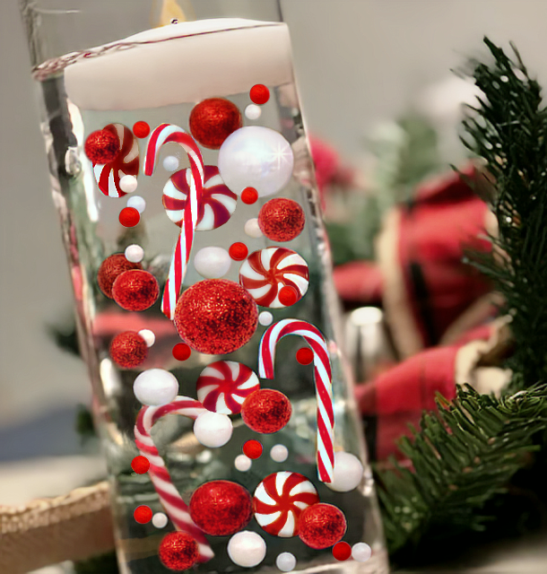  120Pcs Christmas Vase Filler, White and Red Candy Cane