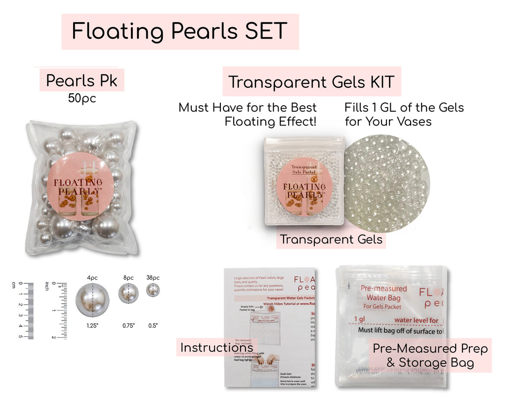 SUREAM Red Floating Pearls 100PCS, 3 Sizes ABS Pearl and 2300PCS