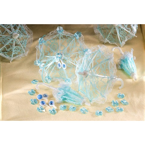 Mini Paraguas de Encaje - Azul Bebé - 7 - 6 uds. – Floating Pearls