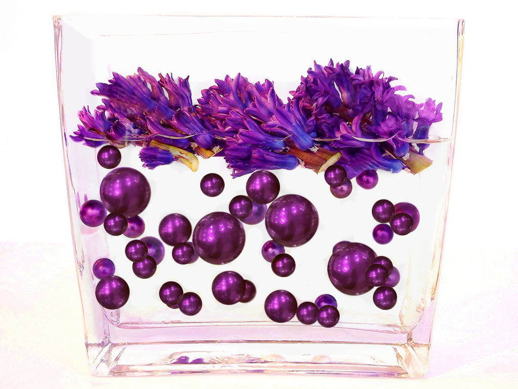 Purple & Clear Sparkling Diamond Cut Gems Table Scatters Floating Pearls