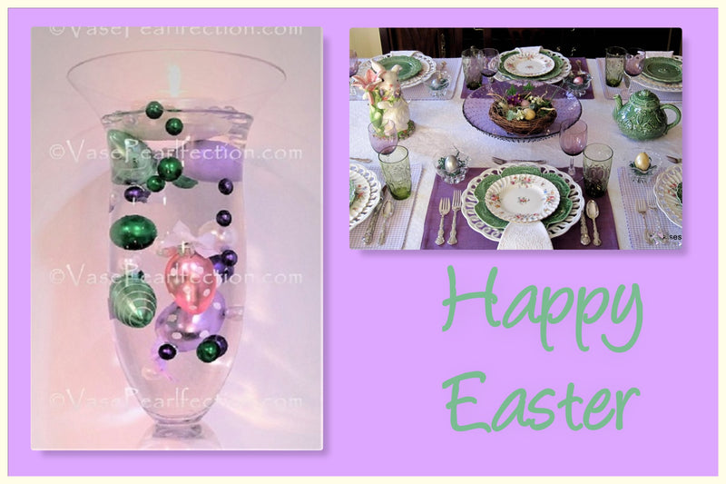 40 Floating Easter Eggs-Iridescent beads-Pearls-Jumbo Sizes-Fills 1 Gallon for Your Vases With Transparent Gels Floating Measured Kit-Vase Decorations