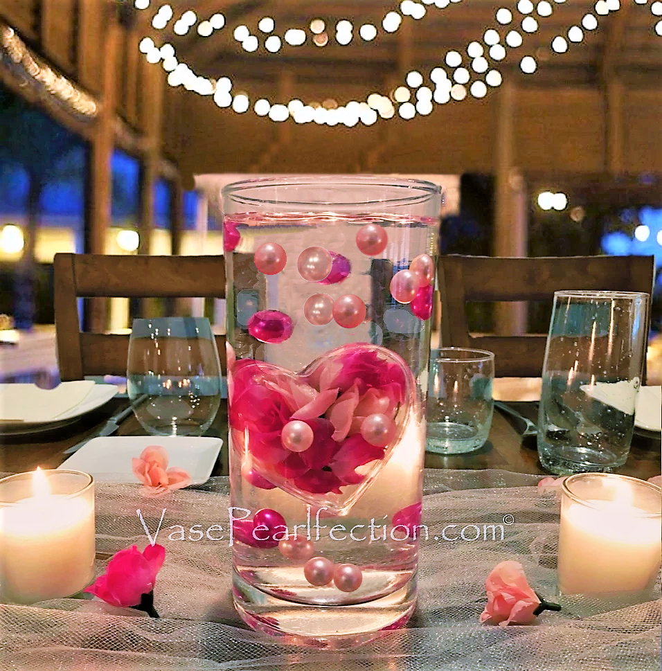 Floating Big Heart Submersible & Fillable with Your Choice of Pearls  colors- Stunning Centerpiece Decorations
