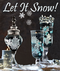 40 Floating Sparkling Snowflakes-Aqua Blue Pearls-Snowballs-Fills 1 Gallon-With Transparent Gels Floating Kit-Option: 3 Floating Submersible Fairy Lights-Vase Decorations