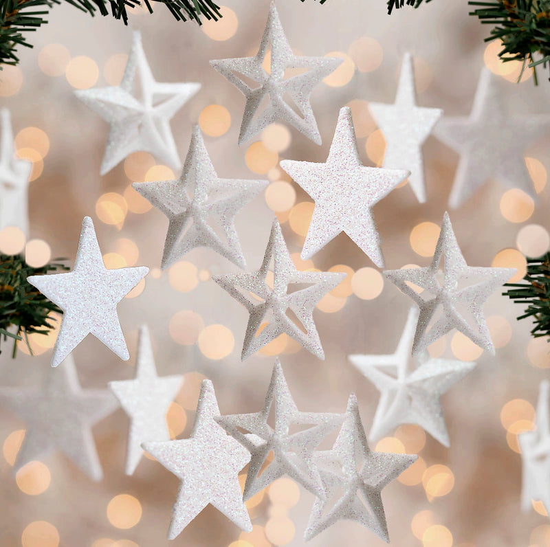 Floating White Stars-Glitter-3D-Glitter White Globes-Fills 1 Gallon of The Most Crystal Clear Gels for The Floating Effect-Exclusive Measured Floating Kit-White Submersible Fairy Lights