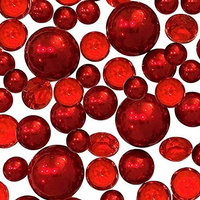 120 פנינים אדומות "צפות" עם הדגשות אבני חן נוצצות - ללא חור ג'מבו/מגוון גדלים קישוטי אגרטל ופיזור שולחן