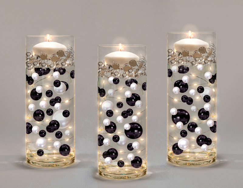 "Floating" Black & White Pearls - No Hole Jumbo/verschiedene Größen Vasendekorationen