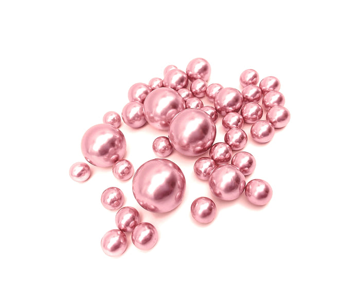 50 Floating Blush Light Pink Pearls-Shiny-Fills 1 Gallon of Floating Pearls and Crystal Clear Gels for Vases-With Exclusive Measured Gels Floating Prep Bag-Option 3 Submersible Fairy Lights Strings
