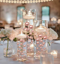 40 Floating Blush Light Pink Pearls-Fills 1 Gallon of Floating Pearls & Transparent Gels for the Floating Effect-With Exclusive Measured Gels Prep Bag-Option 3 Submersible Fairy Lights Strings