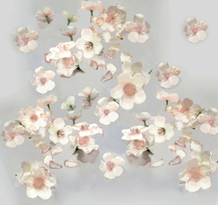 Flores Artificiales Decoración Jarrones Set de 3, Flores de Cerezo
