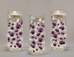 Perles violettes « flottantes » - Décorations de vase sans trou Jumbo/Tailles assorties
