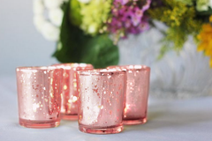 מחזיק נר מזכוכית זהב מרקורי ואור תה