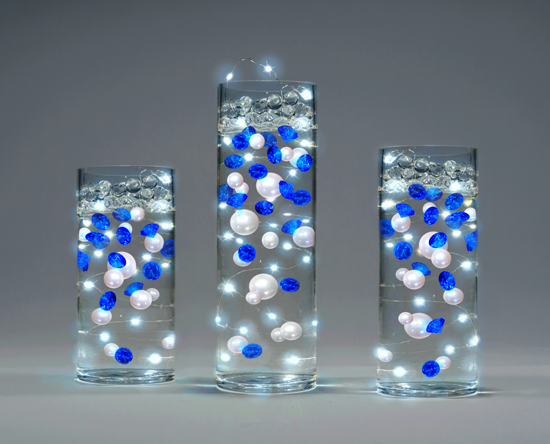recyclez ! Perles "flottantes" bleu marine (bleu royal) - Sans trou Jumbo/Tailles assorties - Décorations de vase