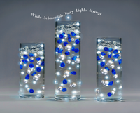 100 Floating Royal Blue Gems & Floating Silver Pearls-Shiny-Jumbo Sizes-Fills 2 Gallons of Transparent Gels for Floating Effect-With Measured Floating Gels Prep Bags-Option: 6 Submersible Fairy Lights Strings