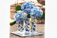 115 Floating Royal Blue/Navy Pearls Large Sizes- Option of 6 Submersible Fairy Lights Strings Hidable Submersible Batteries- 2 Gallons of Transparent Water Gels for Vases