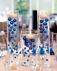 "Floating" Navy (Royal Blue) Pearls - No Hole Jumbo/Assorted Sizes Vase Decorations