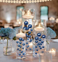 "Floating" Navy (Royal Blue) Pearls - No Hole Jumbo/Assorted Sizes Vase Decorations