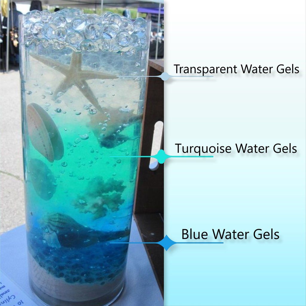 Acentos de color de geles translúcidos "flotantes"
