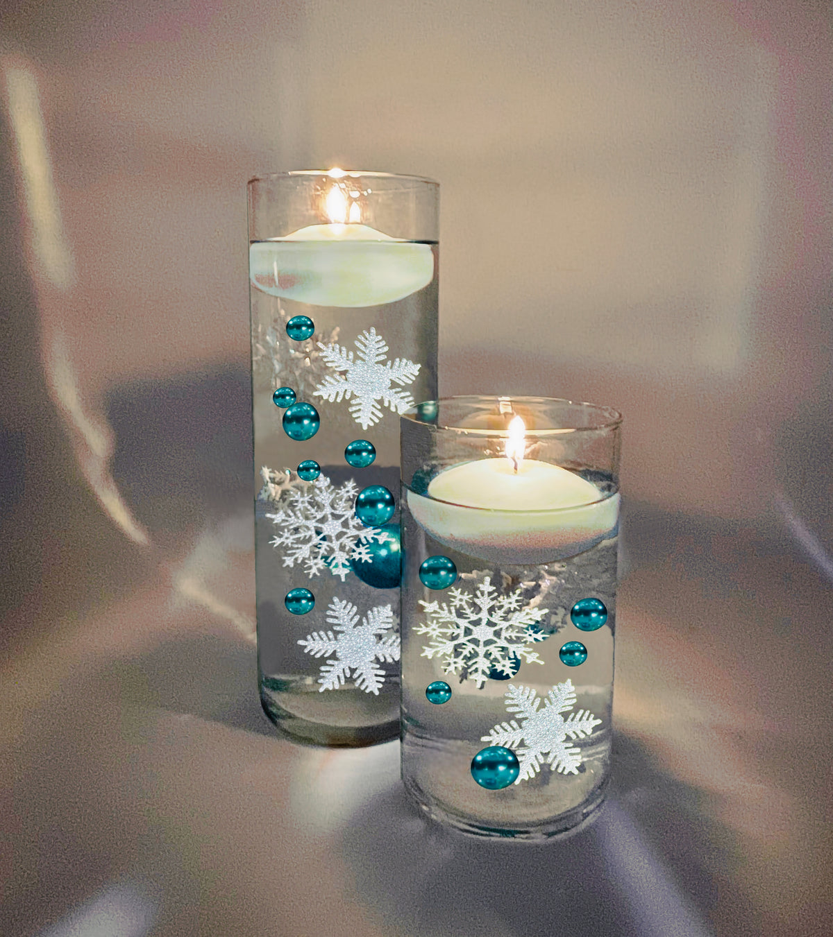 Snowflake Vase Filling White Floating Pearl Candle - Temu