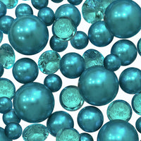 100 Floating Turquoise Blue Pearls and Matching Gems-Fill 2 Gallons of the Transparent Gels for the Floating Effect-Option: 6 Submersible Fairy Lights Strings