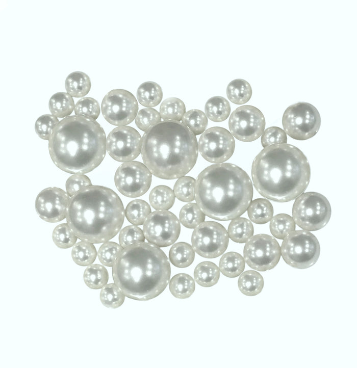 Perlas blancas "flotantes" sin agujeros - Decoración de jarrón de tamaños gigantes/variados
