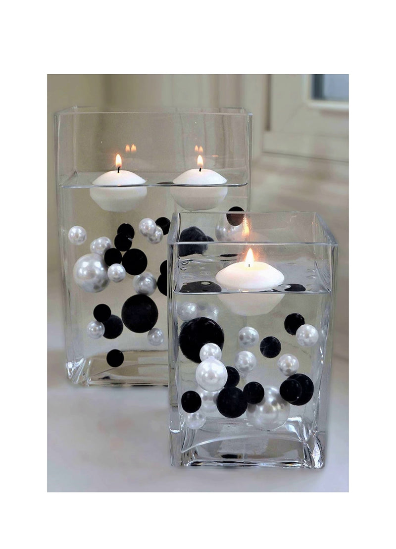 Perlas "flotantes" en blanco y negro - Decoraciones de jarrón de tamaños gigantes/varios sin agujeros