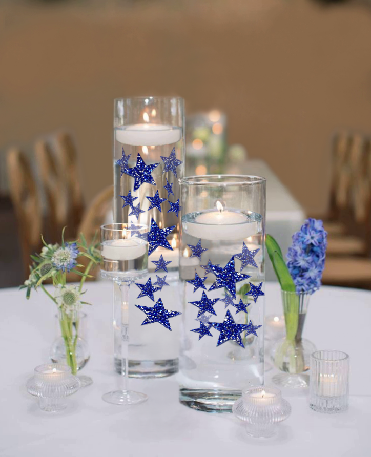 Étoiles flottantes scintillantes bleu-remplit des gallons pour vos vases-y compris des kits de gels d'eau transparents pour un look flottant-option de guirlandes lumineuses submersibles-superbes décorations de vase