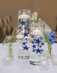Étoiles flottantes scintillantes bleu-remplit des gallons pour vos vases-y compris des kits de gels d'eau transparents pour un look flottant-option de guirlandes lumineuses submersibles-superbes décorations de vase