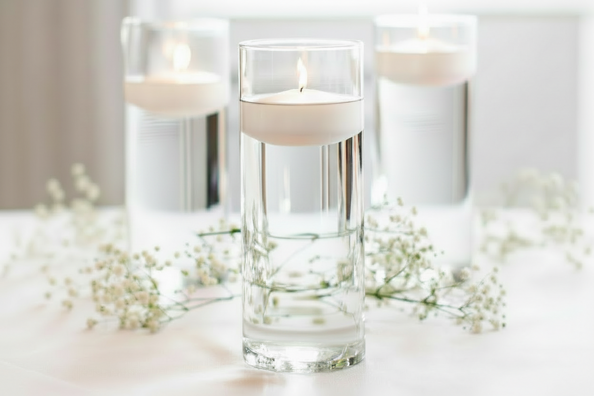 „Floating“ Konfetti Metallic Gold mit optionaler Lichterkette – Vasendekorationen & Tischstreuer