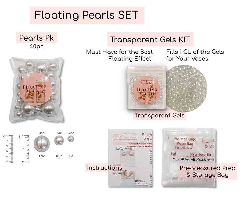 Floating Red Glitter Pearls-Including Transparent Gels Kits For Floating-Option of Submersible Fairy Lights-Vase Decorations