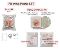 Floating Light Lavender Pearls-Shiny-Jumbo Sizes-Fills 1 Gallon of Floating Pearls & Crystal Clear Gels for Floating Effect-With Exclusive Measured Floating Gels Prep Bag-Option 3 Submersible Fairy Lights Strings