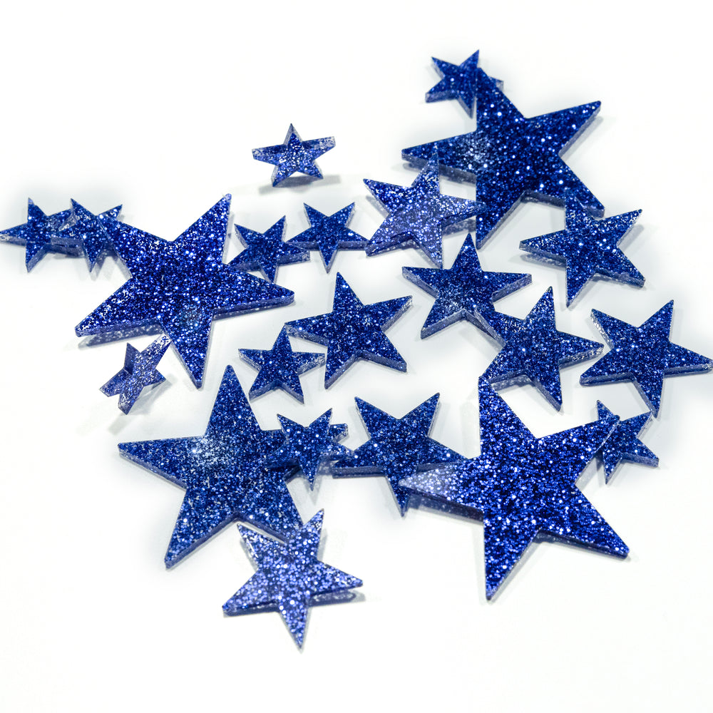 50 Floating Blue Stars Glitter 1 Pk Fills 1 Gallon For Your Vases Incl