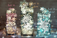 40 Floating Sparkling Snowflakes-Glitter Snowballs-Confetti-Fills 1 Gallon for Your Vases-With Transparent Gels Floating Kit-Option:3 Submersible Fairy Lights Glow-Vase Decorations