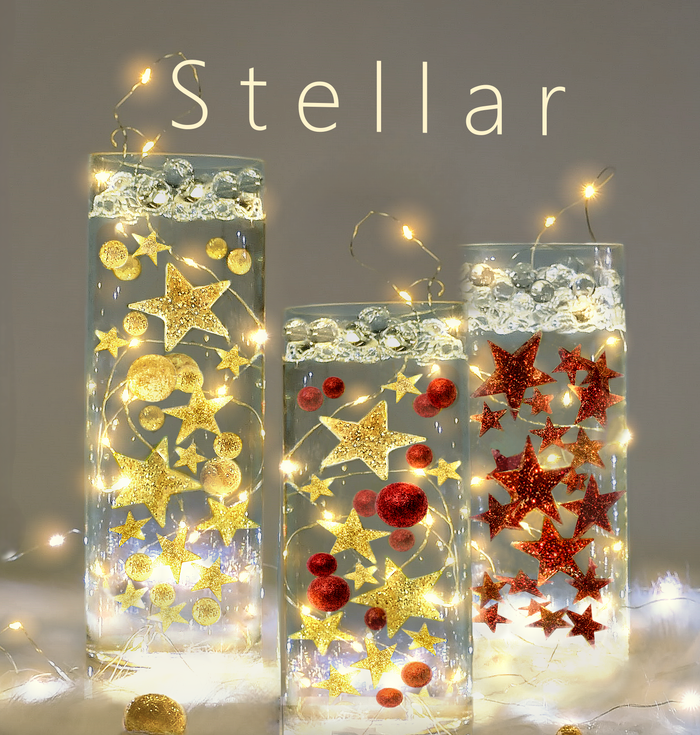 40 Floating Sparkling Snowflakes-Glitter Snowballs-Confetti-Fills 1 Gallon  for Your Vases-with Exclusive Measured Transparent Water Gels Floating