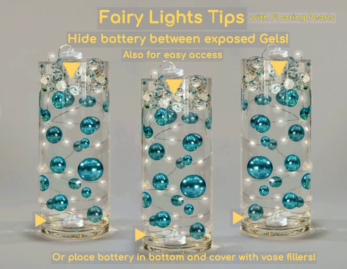 Led Fairy Lights Strings Garland-Set of 3-Choice of Cool White or Warm White Glow-Fully Submersible/Waterproof-Not including Floating Pearls