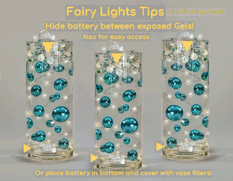 Led Fairy Lights Strings Garland-Set of 3-Choice of Cool White or Warm White Glow-Fully Submersible/Waterproof-Not including Floating Pearls