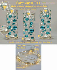 Floating Glowing Gold Stars-Large Sizes-Fills 1 Gallon of Floating Stars and Crystal Clear Floating Gels for Vases-Including Measured Prep Bag-Option of Submersible Fairy Lights Strings