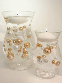 Perles "flottantes" dorées et blanches - Décorations de vase sans trou Jumbo/Tailles assorties