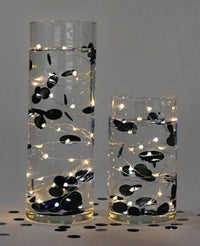 Floating Metallic Black Confetti Set-Each 2000pc-Fills 1 GL for Your Vases-Option of Fairy Lights-Vase Decorations-Table Scatter
