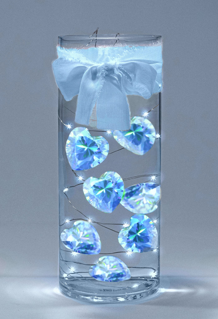Corazones flotantes, perlas y gemas brillantes Rellenos de jarrones Decoraciones de jarrones
