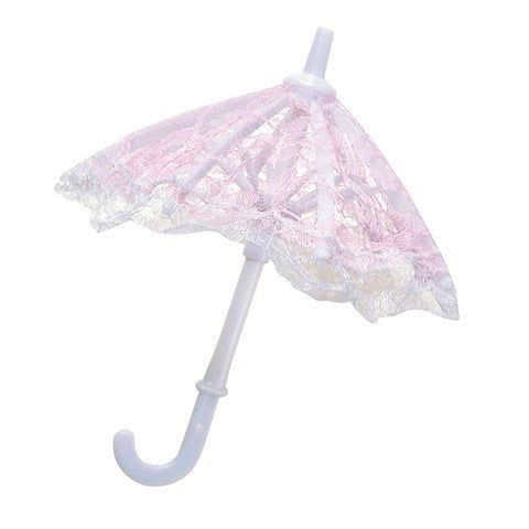 Mini Lace Umbrellas - Pink - 7" - 6 pc