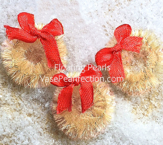"Floating" Rustic Miniature Wreaths & Snow Winter Wonderland for Centerpieces