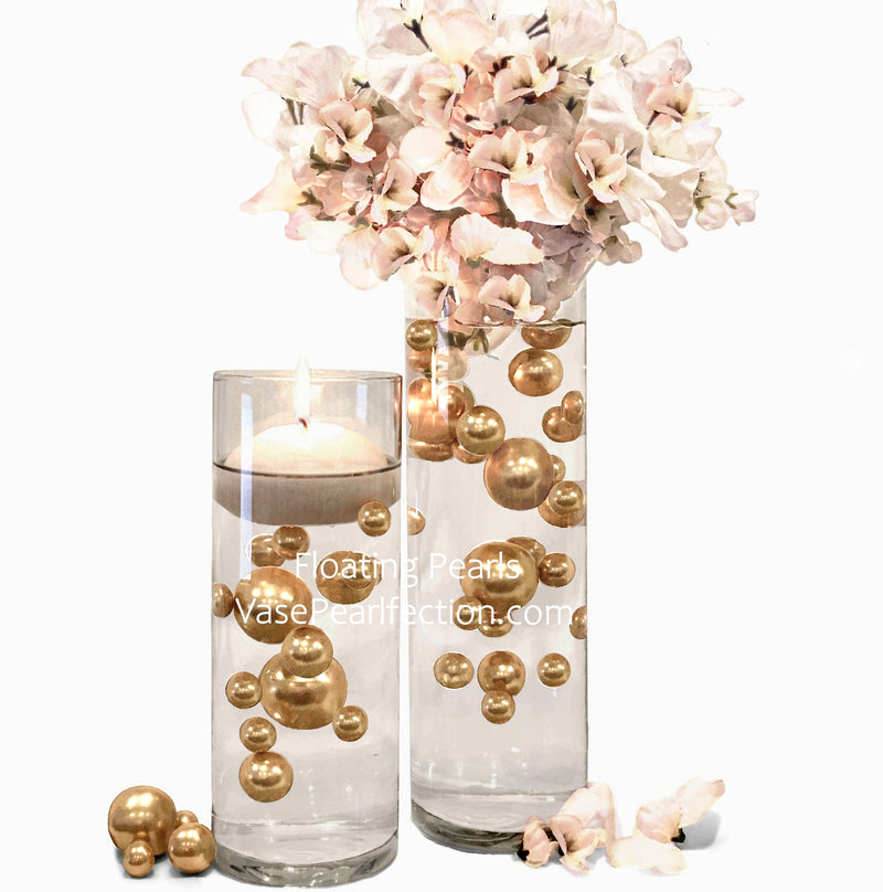 120 Floating Gold Pearls with Sparking Gem Accents For Event Decor