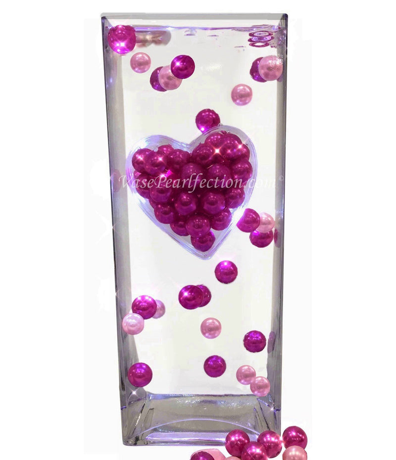 Floating Extra Jumbo Heart with Hot Pink & Light Pink Pearls- Jumbo/Assorted Sizes DIY Vase Decorations