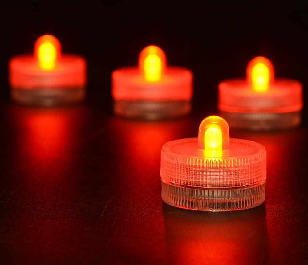 Orange tauchfähige LED-Teelichter - wasserdicht
