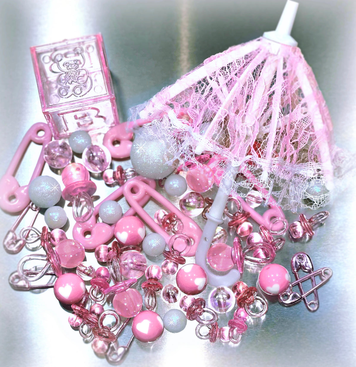 Set of 4 Pink String Beads