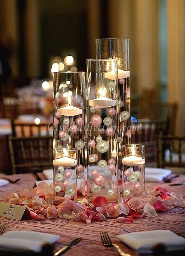 bougies flottantes rose gold cuivré doré décoration table de fête
