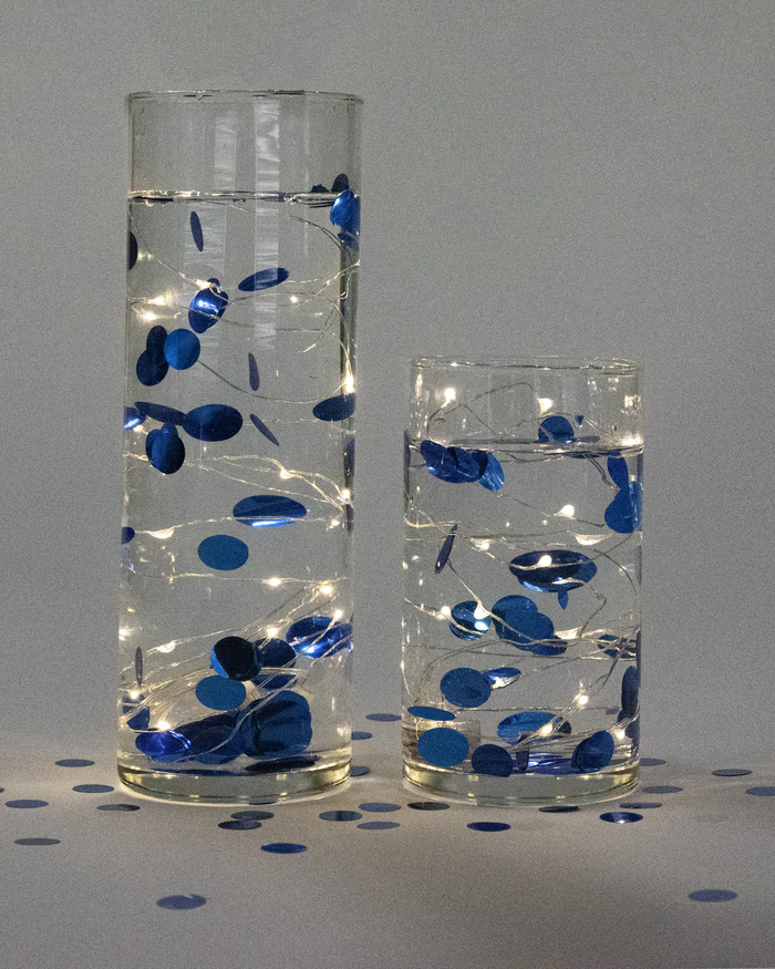 Confeti flotante metálico iridiscente blanco con opción de luces de hadas - Decoraciones de jarrones y dispersión de mesa