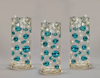 Floating Pearls Turquoise Blue-Shiny-Jumbo Sizes-Fills 1 Gallon For Your Vases-Includes Transparent Floating Gels Kit with Measured Prep Bags-No Guessing-Best Results-Vase Decorations