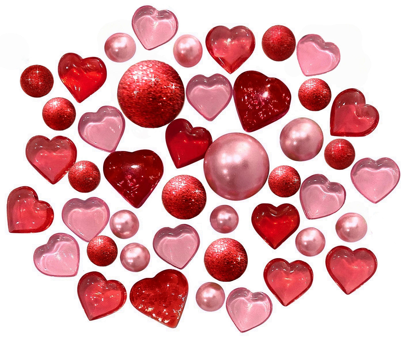Floating Valentine Red & Light Pink Hearts With Matching Pearls Vase  Decorations – Floating Pearls