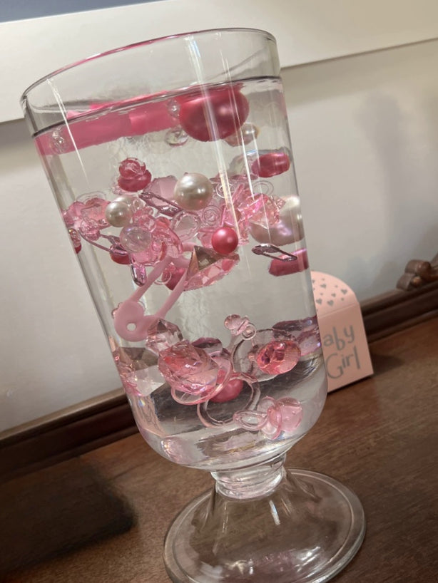 Baby shower sales glass centerpieces